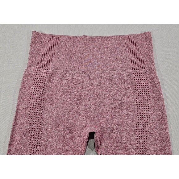 IMI Womens Activewear Leggings High Waisted Crop Pink Waffle Knit Yoga S/M - Picture 6 of 10